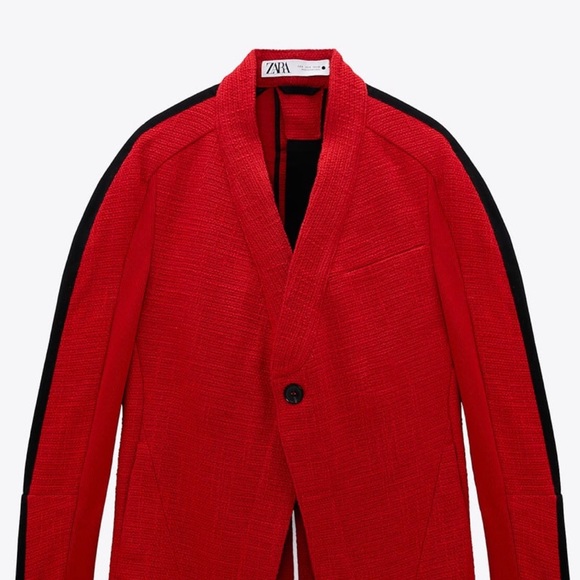 Zara red cotton blazer - Picture 2 of 7
